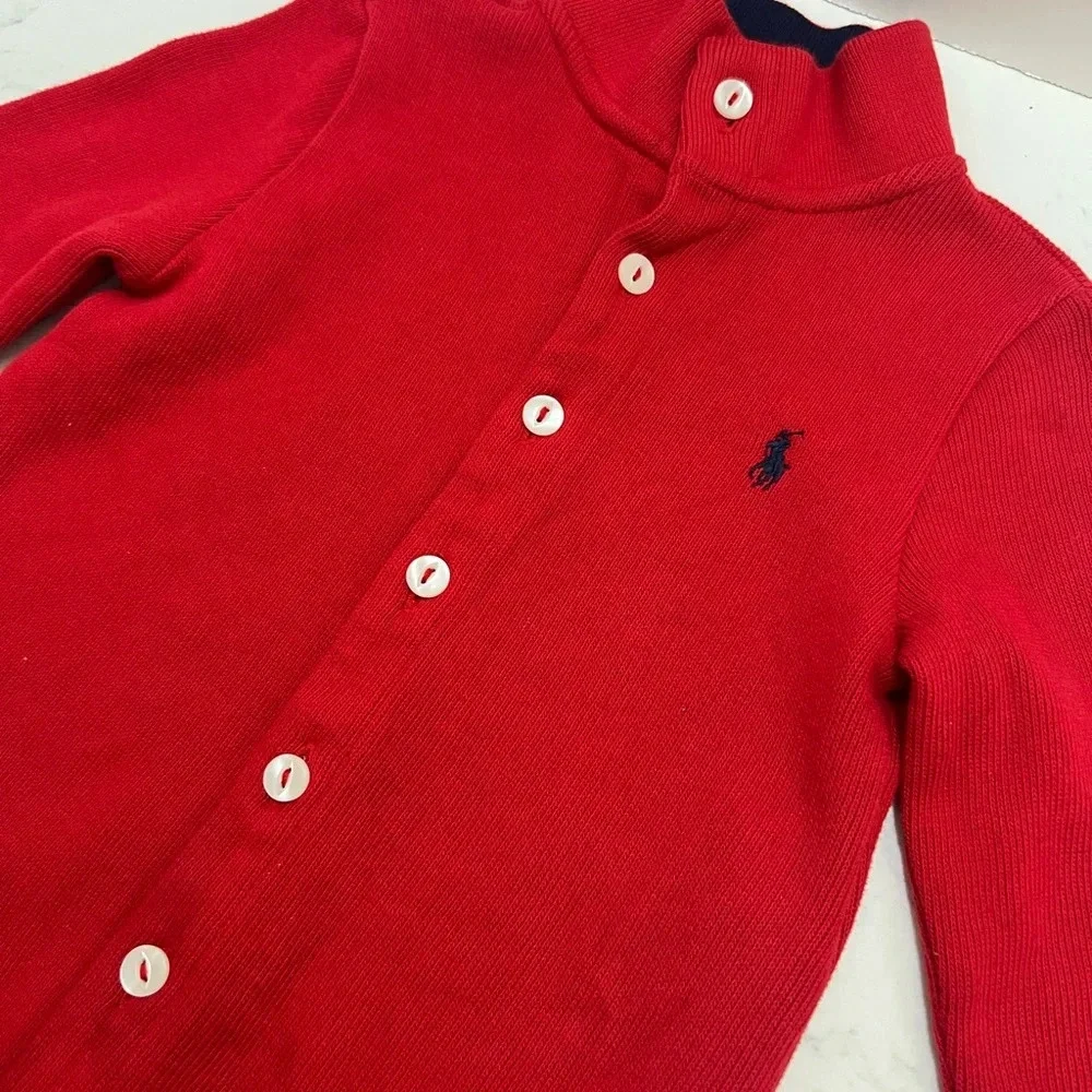 Ralph Lauren Red Footies One Piece - Picture 3 of 7